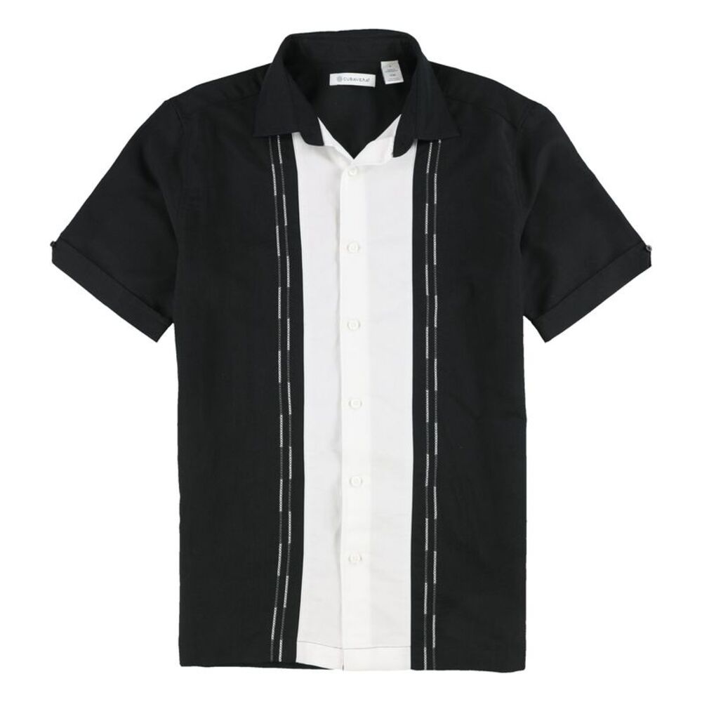 CubAvera Mens Color Block Embroidery Button Up Shirt, NWT